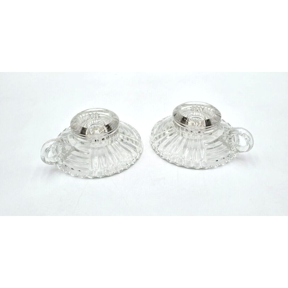 Vintage Anchor Hocking Depression Glass‎ AHC34 Clear Finger Loop Candle Holder